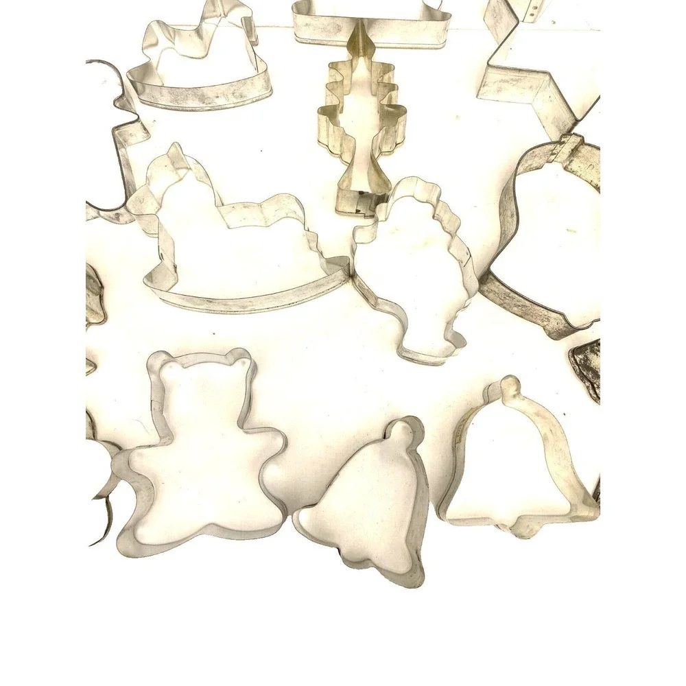 Vintage Cookie Cutter Lot of 15 Holiday Santa Christmas Tree Bell Metal‎ Tin